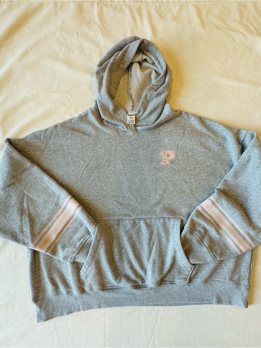 PINK Victoria's Secret Gray Crewneck Hoodie with Pink Accents